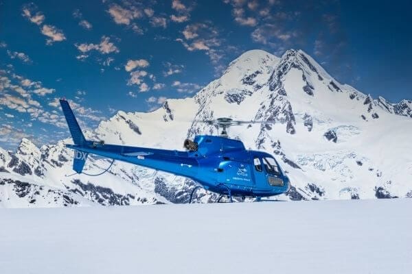 Blue Helicopter on snow