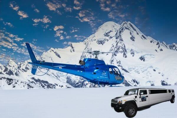 Helicopter Snow landing and Hummer